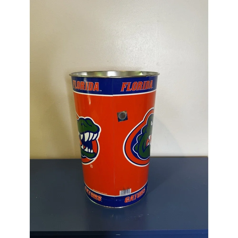 Vintage University of Florida Metal Trash Can Y2K 15